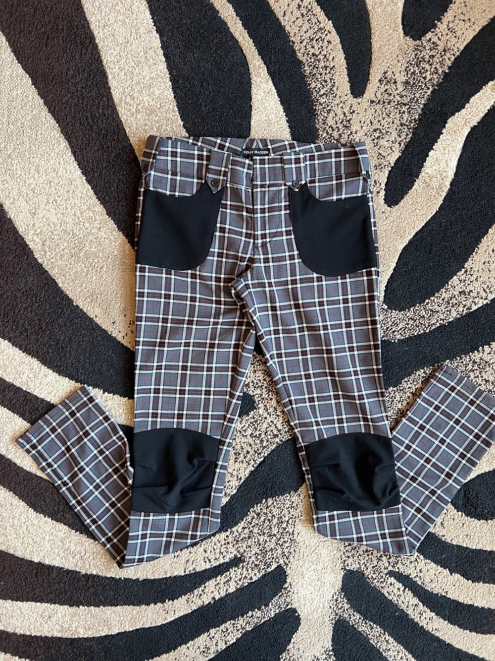 Kelly Madden Plaid Low Rise Straight Leg Trousers